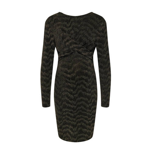 ONLY MATERNITY zwangerschapsjurk OLMGLOW zwart goud Dames Polyester Ronde hals S