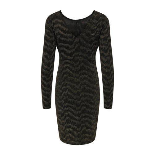ONLY MATERNITY zwangerschapsjurk OLMGLOW zwart goud Dames Polyester Ronde hals S