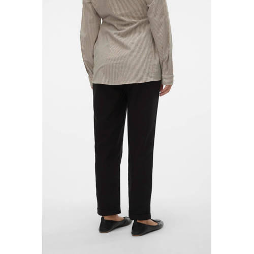 Mamalicious cropped regular fit zwangerschaps chino MLLORA zwart Broek Dames Polyester S