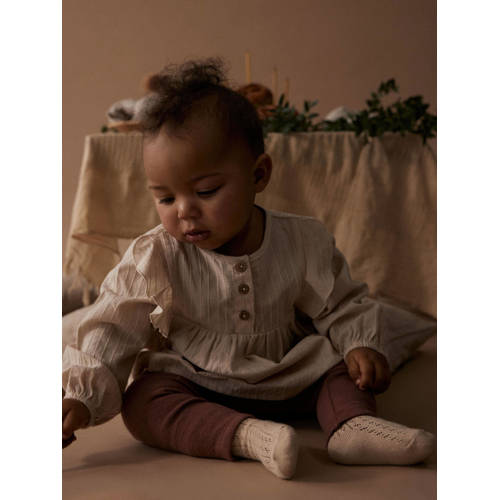 LIL' ATELIER BABY skinny broek NBFTHORA met katoen bruin Effen 68