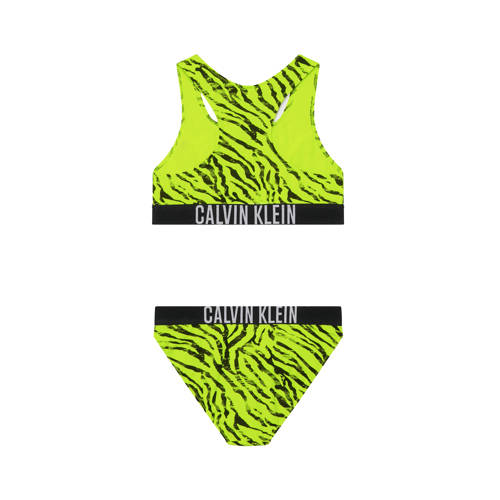 Calvin Klein crop bikini geel zwart Meisjes Polyamide Zebraprint 128 140