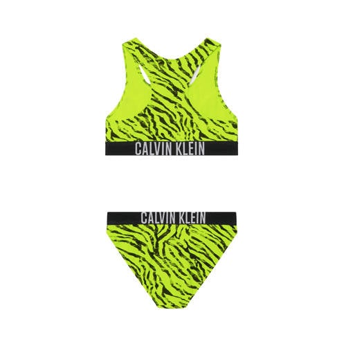 Calvin Klein crop bikini geel zwart Meisjes Gerecycled polyamide Zebraprint 128 140