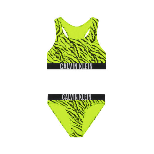 Calvin Klein crop bikini geel/zwart Meisjes Polyamide Zebraprint