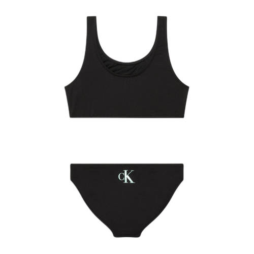 Calvin Klein crop bikini zwart Meisjes Polyester Logo 128 140
