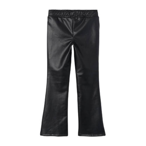 name it KIDS imitatieleren flared broek NKFTAPU BOOTCUT zwart Meisjes Imitatieleer 116