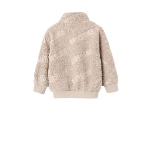 Name it MINI sweater NMMTRISO beige Jongens Teddy Ronde hals 104