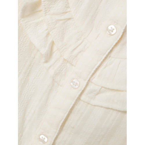 Name it MINI blouse met ruches off white Wit Meisjes Katoen Ronde hals 104