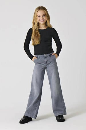 wide leg jeans medium grey denim