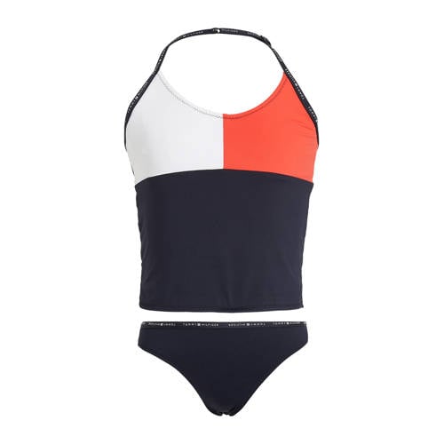 Tommy Hilfiger tankini donkerblauw/rood/wit Bikini Meisjes Gerecycled polyamide