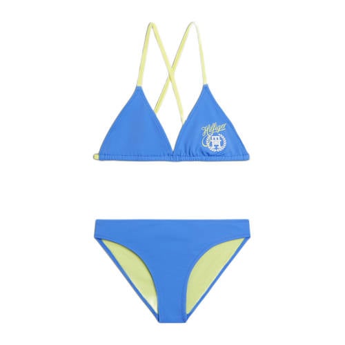 Tommy Hilfiger triangel bikini blauw Meisjes Polyamide Printopdruk