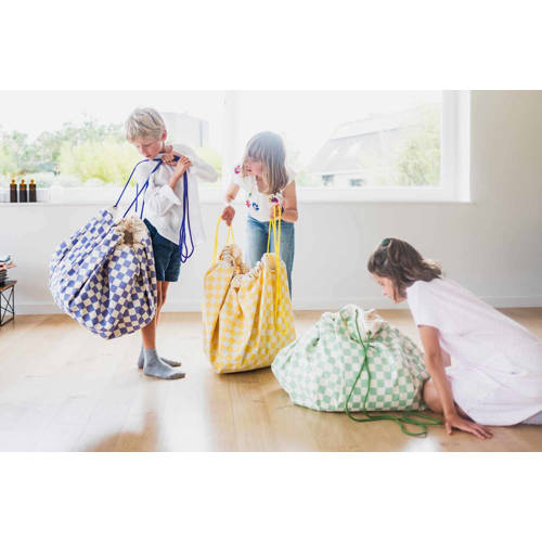 Play&Go 2-in-1 opbergzak speelkleed Vichy Yellow Geel