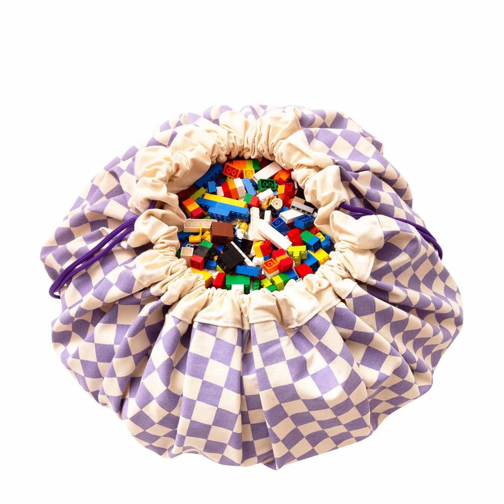 Play&Go 2-in-1 opbergzak / speelkleed - Vichy Purple - 140 cm