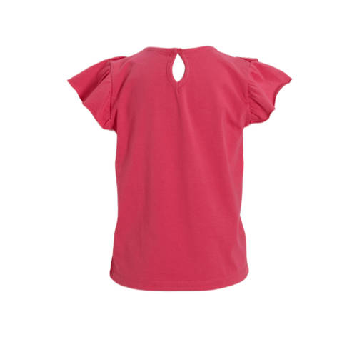 anytime T-shirt met broderie roze Top Meisjes Katoen Ronde hals Effen 122 128