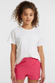 thumbnail: Roze meisjes anytime broderie short van polyester met elastische tailleband en effen