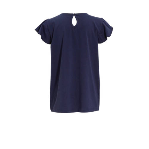 anytime T-shirt met broderie donkerblauw Top Meisjes Katoen Ronde hals 110 116