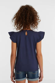 thumbnail: anytime T-shirt met broderie donkerblauw