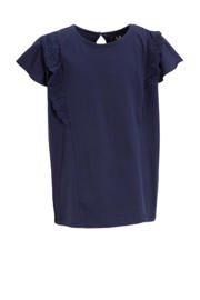 thumbnail: anytime T-shirt met broderie donkerblauw