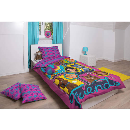 Lego katoenen dekbedovertrek 1 persoons (140x200 cm) Roze Mixprint