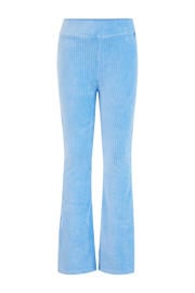 thumbnail: Blauwe meisjes WE Fashion velours flared broek met regular waist en elastische tailleband