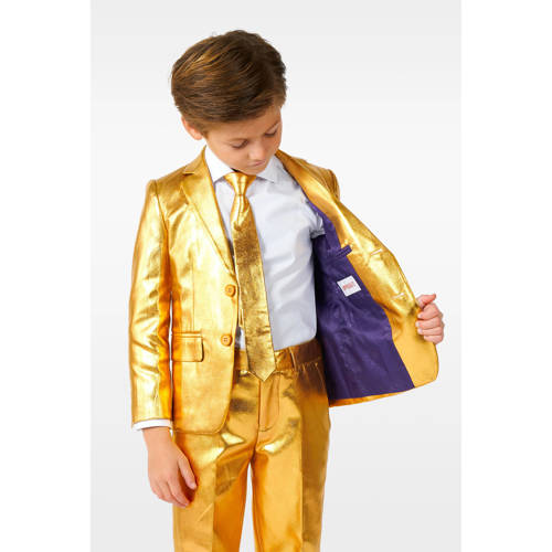 OppoSuits kostuum Groovy goud Jongens Polyester Klassieke kraag 122 128