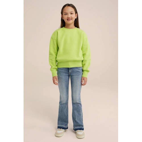 WE Fashion Blue Ridge sweater limegroen Effen 110 116