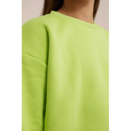WE Fashion Blue Ridge sweater limegroen Effen 110 116