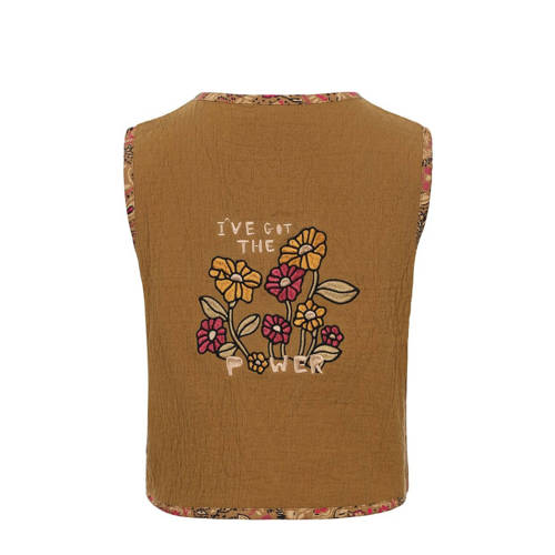 LOOXS little reversible gilet met paisleyprint bruin roze Meisjes Viscose Vierkante hals 92 98