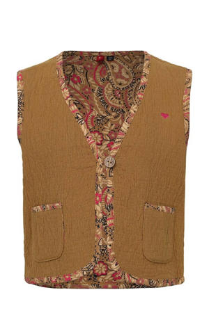 reversible gilet met paisleyprint bruin/roze