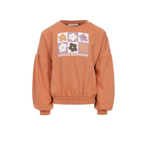 LOOXS little sweater met printopdruk licht abrikoos Oranje Meisjes Katoen Ronde hals - 104