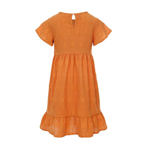 LOOXS little jurk met all over print en volant oranje Meisjes Polyester Ronde hals 92
