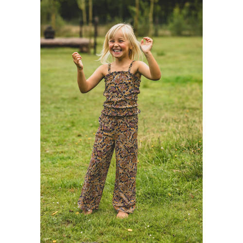 LOOXS little loose fit broek met paisleyprint bruin zand Meisjes Katoen 92