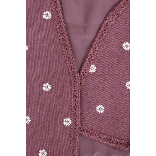 LOOXS little gebloemd corduroy gilet paars Bloemen 92 98
