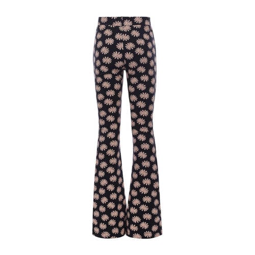 LOOXS little gebloemde flared broek zwart wit Meisjes Stretchkatoen Bloemen 104