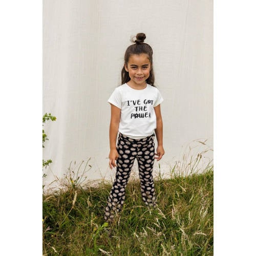 LOOXS little gebloemde flared broek zwart wit Meisjes Stretchkatoen Bloemen 92