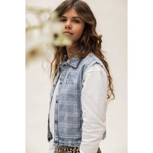 LOOXS 10sixteen geruit gilet lichtblauw Meisjes Denim Klassieke kraag Ruit 128