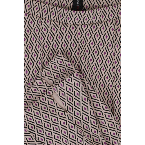 LOOXS 10sixteen flared broek met all over print zand zwart Beige Meisjes Stretchkatoen 146