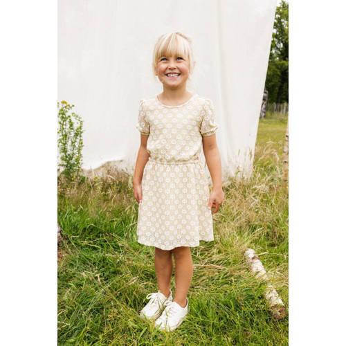 LOOXS little gebloemde jurk beige ecru Meisjes Nylon Ronde hals Bloemen 104