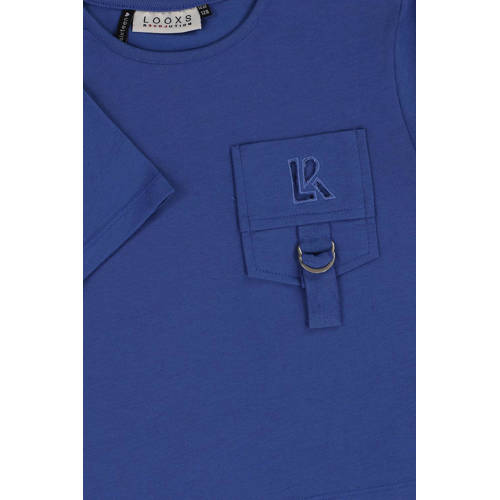 LOOXS 10sixteen T-shirt middenblauw Meisjes Katoen Ronde hals Effen 128