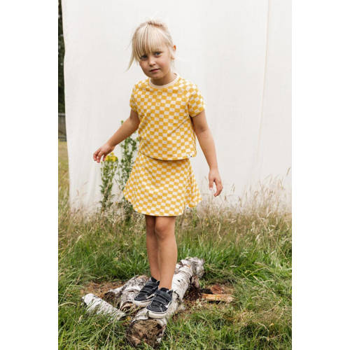 LOOXS little geruite rok geel oranje Meisjes Stretchkatoen Ruit 92