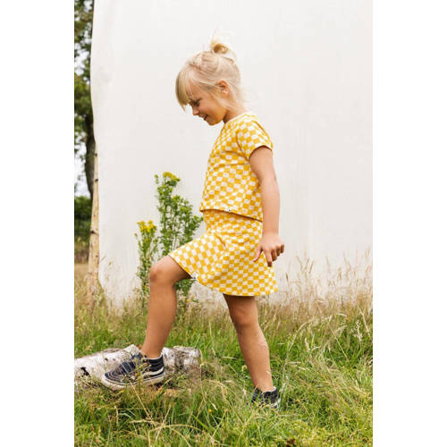 LOOXS little geruite rok geel oranje Meisjes Stretchkatoen Ruit 92