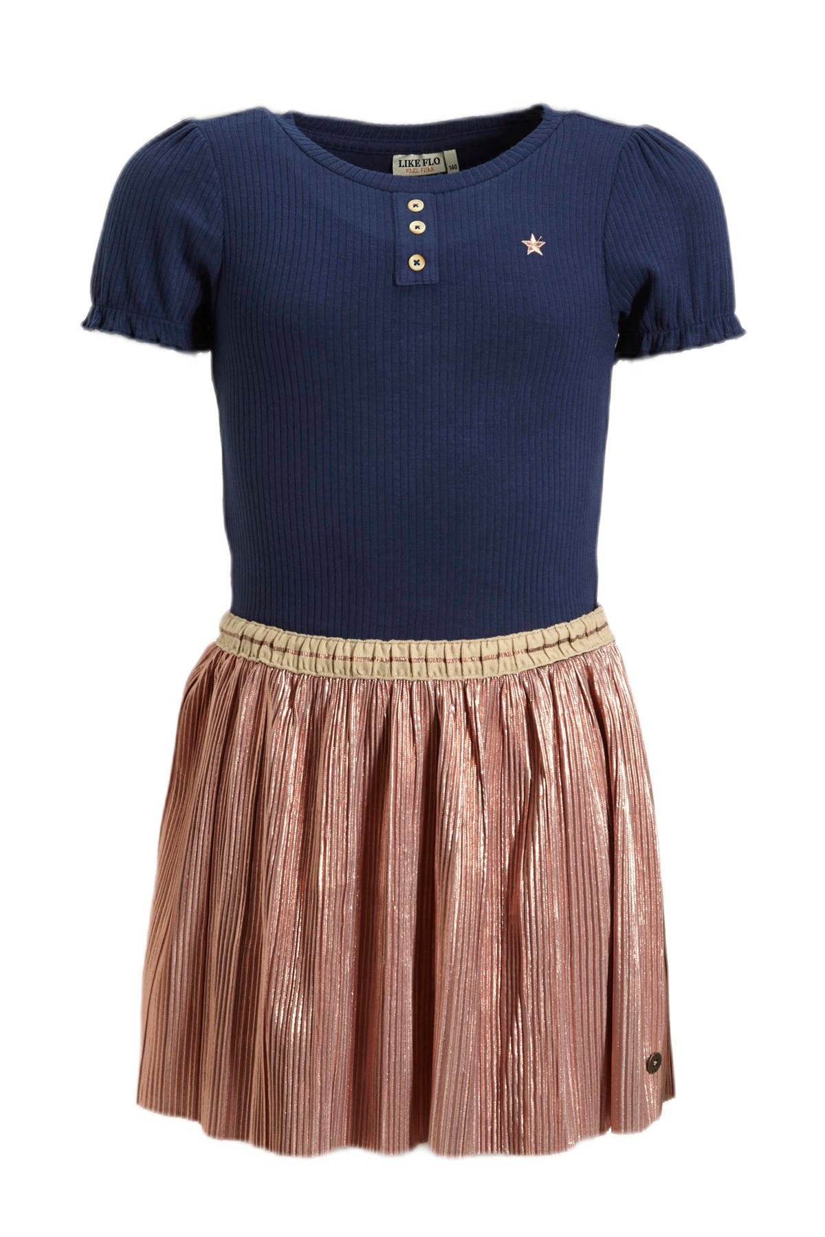 Like Flo jurk donkerblauw/goud