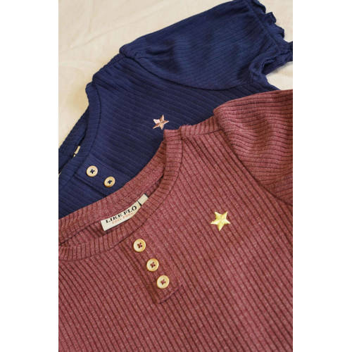 Like Flo T-shirt donkerblauw Meisjes Viscose Ronde hals Effen 104