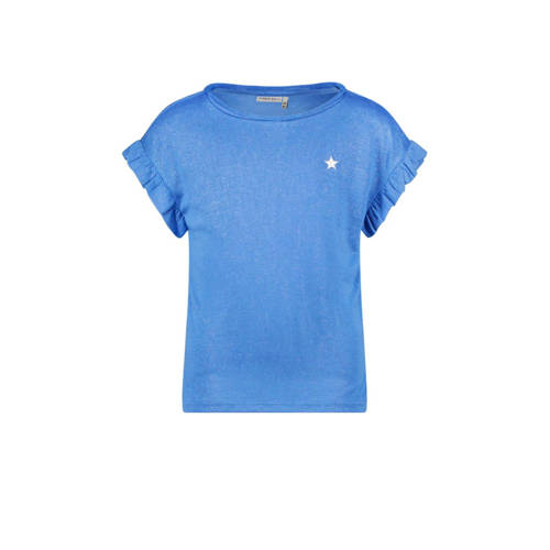 Like Flo metallic T-shirt hemelsblauw metallic Meisjes Viscose Ronde hals - 104