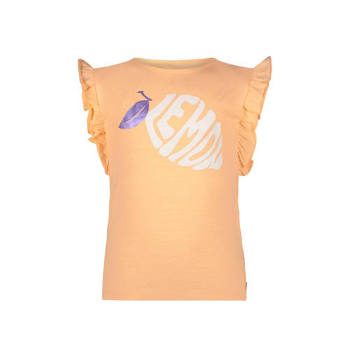 Like Flo T-shirt met printopdruk lichtroze Oranje Meisjes Katoen Ronde hals