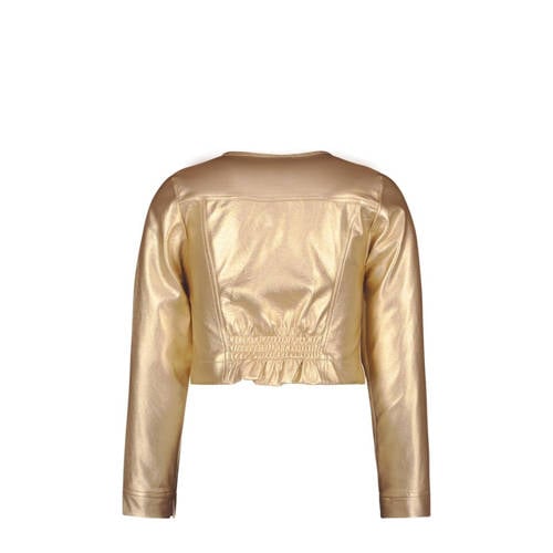 Like Flo metallic jasje goud Meisjes Polyester Ronde hals Effen 104