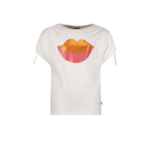 Like Flo T-shirt met printopdruk wit Meisjes Katoen Ronde hals Printopdruk - 104