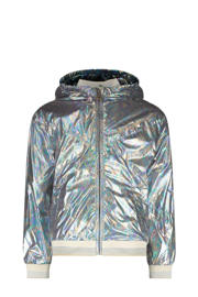 thumbnail: Zilver, blauw en paarse meisjes Like Flo zomerjas van nylon met meerkleurige print, lange mouwen, capuchon en ritssluiting