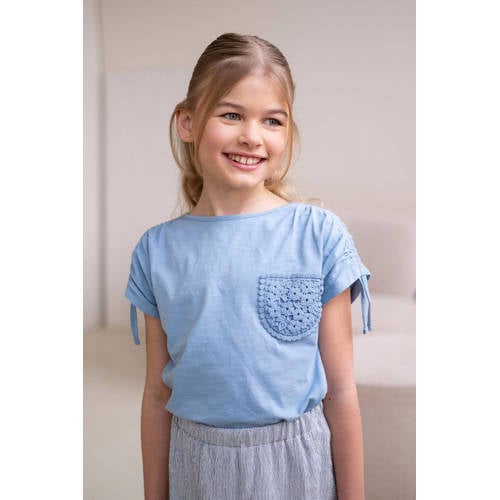 Like Flo T-shirt lichtblauw Meisjes Katoen Ronde hals Effen 104