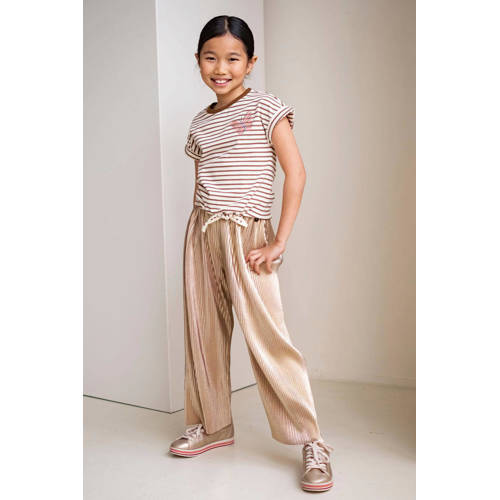 Like Flo metallic straight fit broek goud Meisjes Polyester Effen 104
