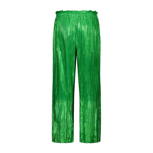 Like Flo metallic straight fit broek felgroen Meisjes Polyester Effen 104